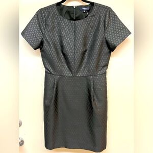 Madewell Fitted Brocade Jacquard Dress Black Metallic Shimmer Womens Size 4